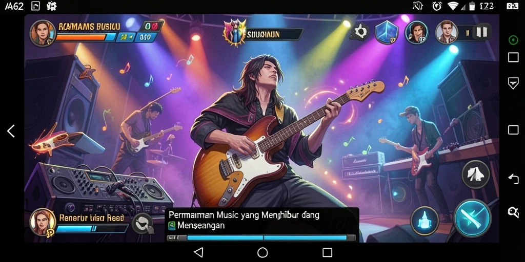 Tampilan gameplay AA62 yang menarik dengan iringan musik.