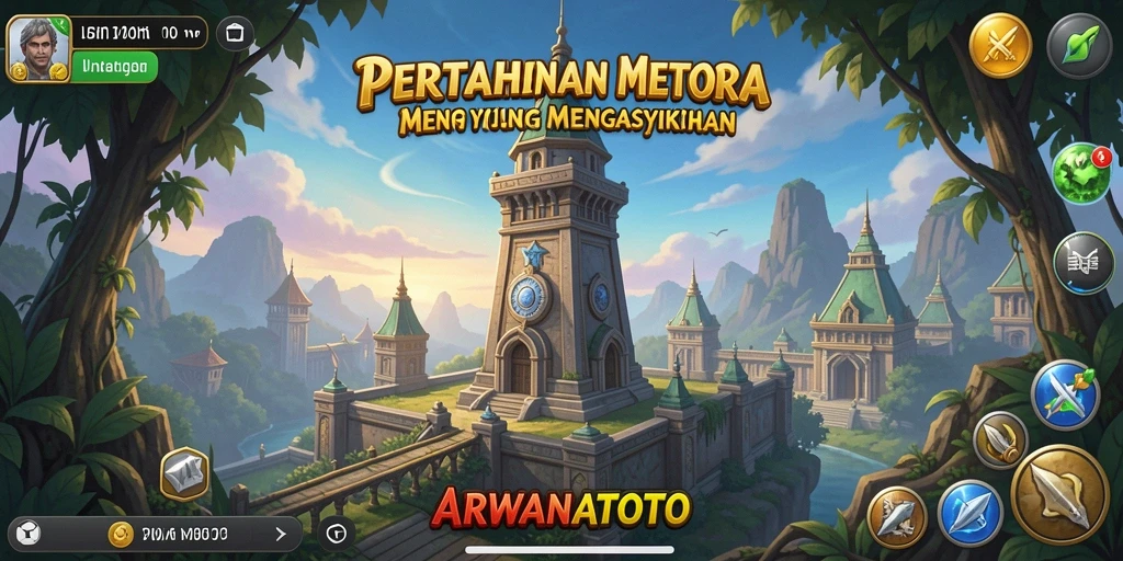 Tangkapan layar dari gameplay seru Tower Defense ARWANATOTO.