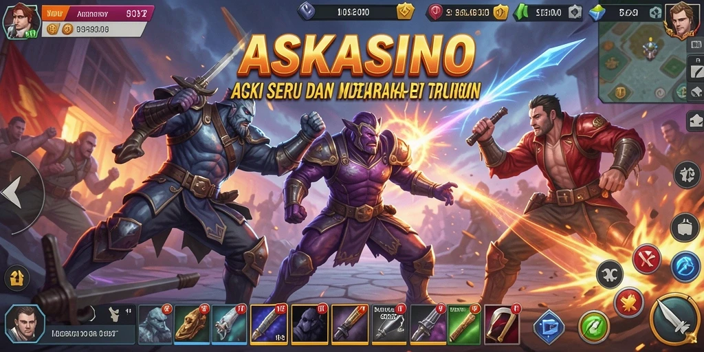 Screenshot ASKASINO menampilkan aksi seru dalam pertarungan gameplay.