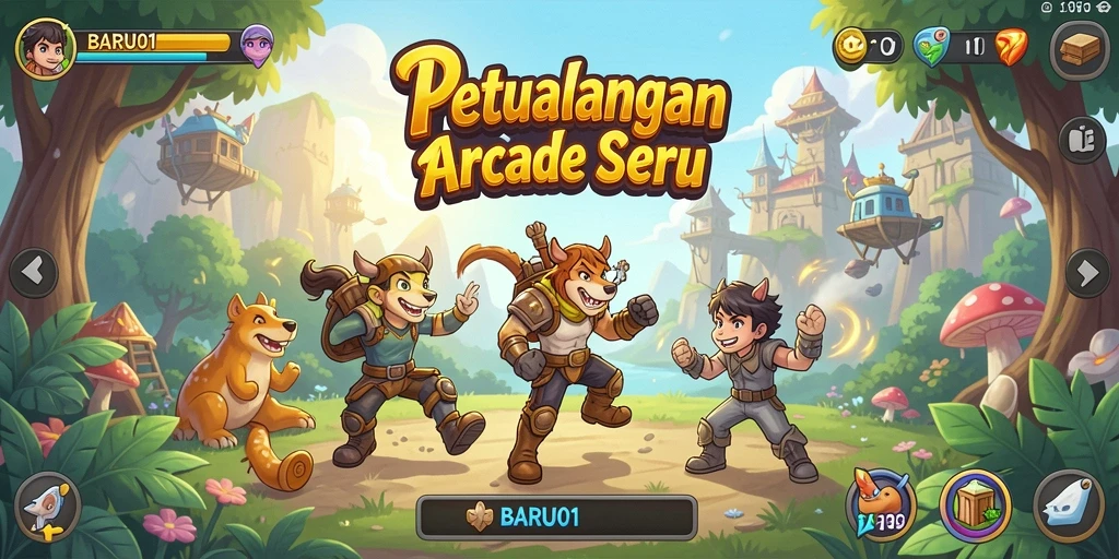 Tampilan menarik gameplay arcade di BARU01 yang penuh action.