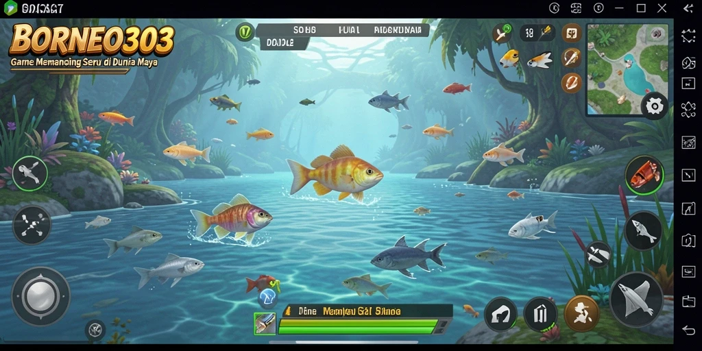 Tampilan gameplay BORNEO303 yang mengasyikkan dengan aksi memancing.