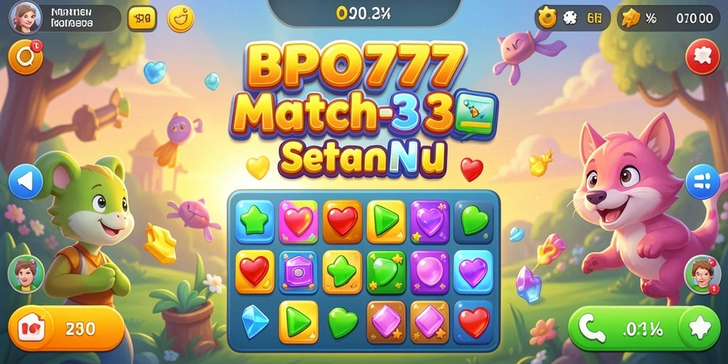 Tampilan gameplay seru dari BPO777 saat mencocokkan item Match-3.