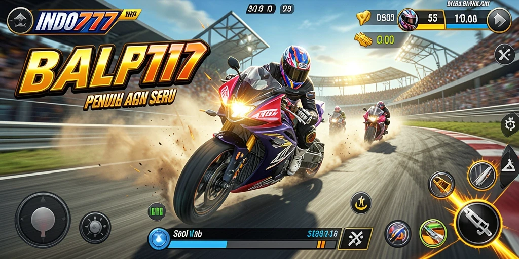 Screenshot yang menunjukkan aksi balap motor yang mendebarkan.