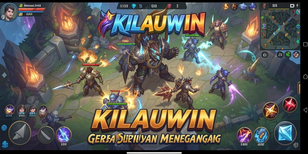 Screenshot gameplay KILAUWIN menunjukkan pertarungan epik antar tim.