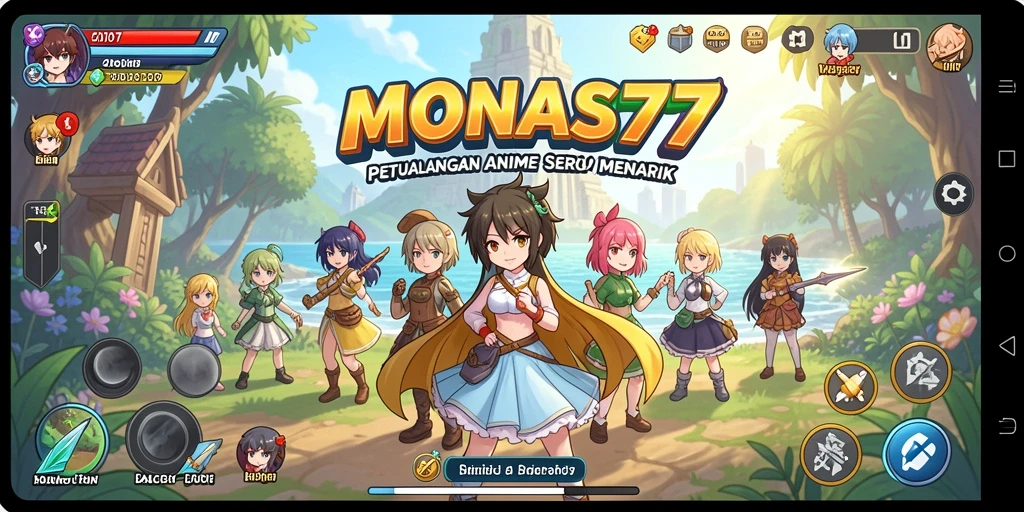Tampilan gameplay menarik dari MONAS77 dengan karakter anime yang penuh aksi.