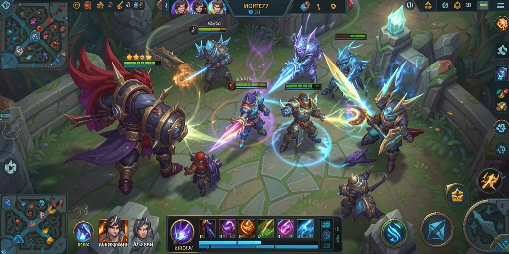 Screenshot gameplay <strong>MONTE77</strong> dengan aksi seru di arena MOBA.