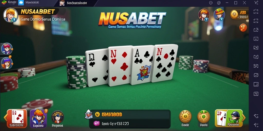 Skrinsut gameplay NUSABET yang menampilkan aksi seru permainan Domino.