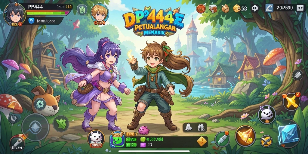 Tampilan gameplay seru dari PP444 dengan karakter Anime ikonik.