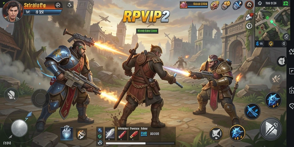 Tampilan gameplay RPVIP2 dengan pertempuran yang mendebarkan.